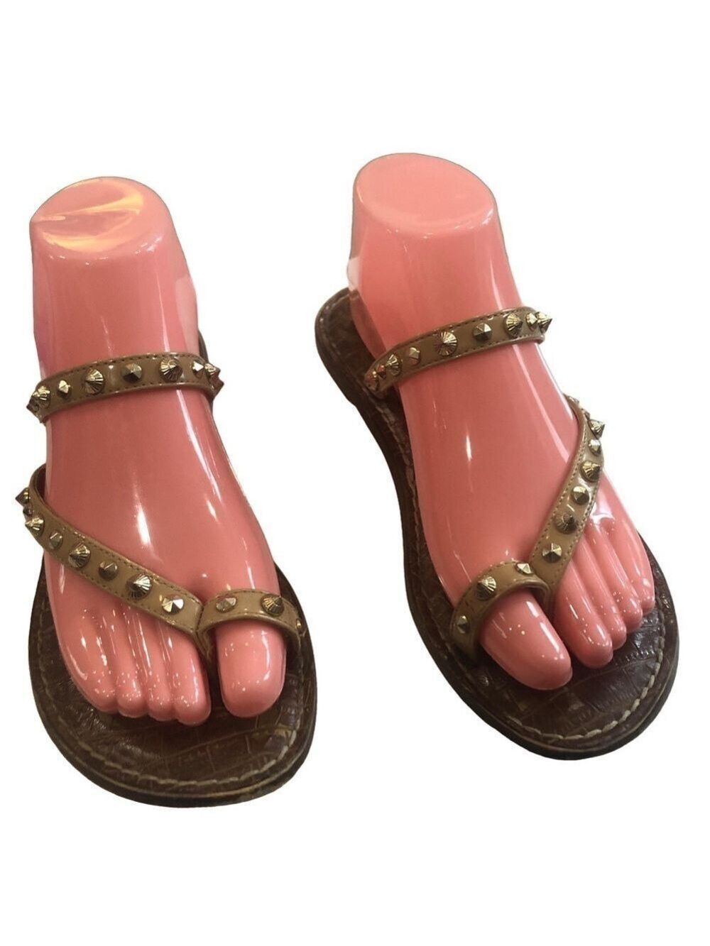 Sam Edelman Gordie sandals size 7.5 studded strappy toe prong summer beach - Picture 2 of 10